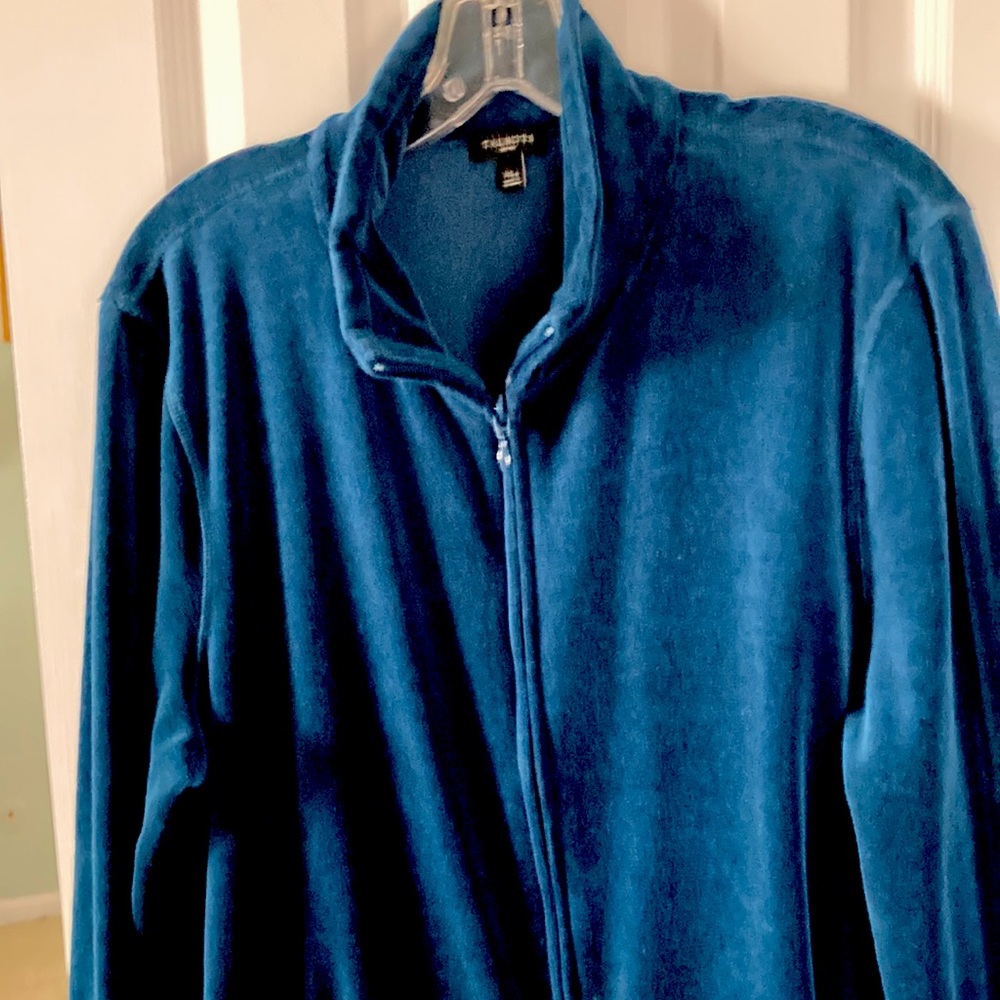 Sz XLP dark teal blue velour jacket from Talbots